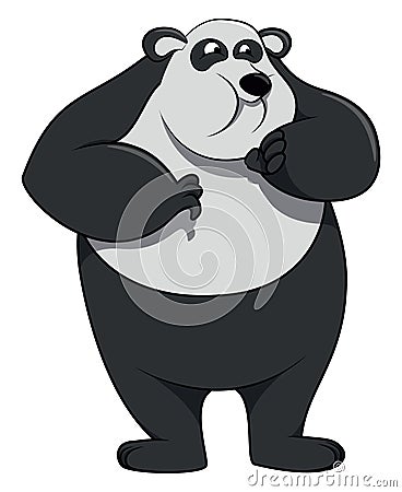 Panda Holding Back Laughter Color Illustration Vector Illustration