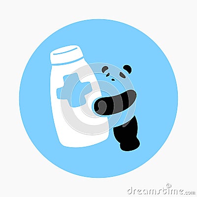 Panda Holding Medicine Bottle Icon Vector Vector Illustration