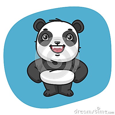 Panda Holds Paw Waist Vector Illustration