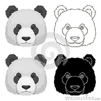 Panda icon in cartoon style on white background. Realistic animals symbol stock vector illustration. Vector Illustration