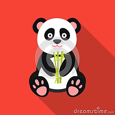 Panda icon in flat style isolated on white background. Japan symbol stock vector illustration. Vector Illustration