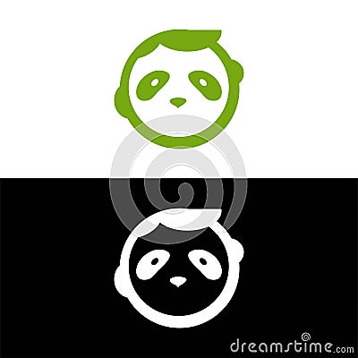 panda leaf logo design,panda logo template,Cute panda face,Love panda logo. cute Panda Logo design vector template. animal, asia, Stock Photo