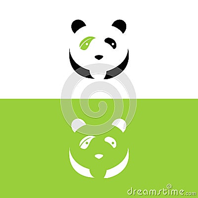 panda leaf logo design,panda logo template,Cute panda face,Love panda logo. cute Panda Logo design vector template. animal, asia, Stock Photo