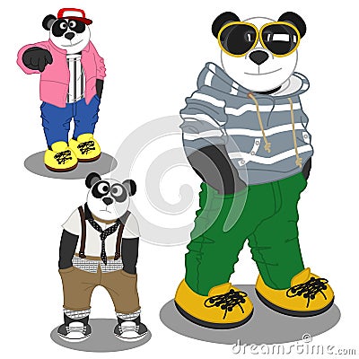 Panda lifestyle fashion Vector Illustration