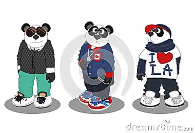 Panda lifestyle fashion 3 Vector Illustration