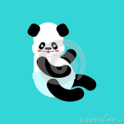 Panda Little baby. Chinese bear little kid. beast small children. Vector illustration Vector Illustration