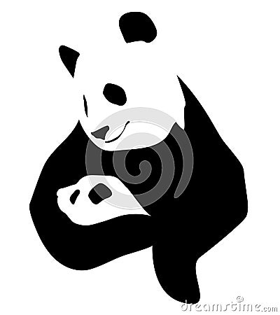 Panda with a little baby Vector Illustration