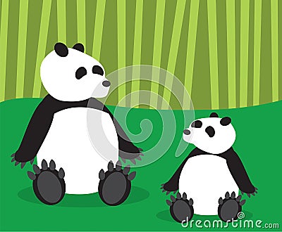 Panda Mom and Cub Vector Illustration
