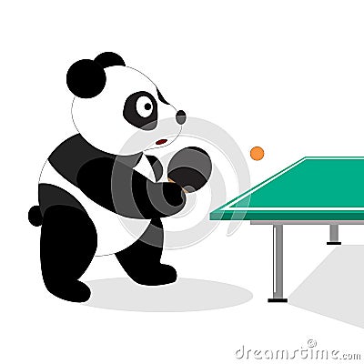 Panda plays table tennis. Stock Photo