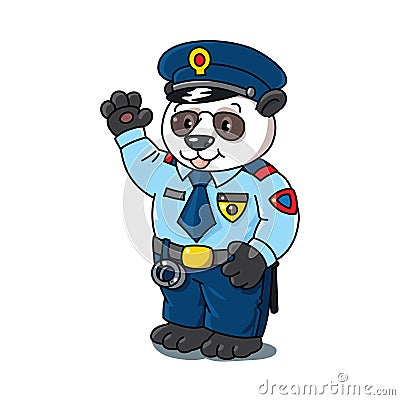 Panda policeman. Animal and professions Alphabet P Vector Illustration