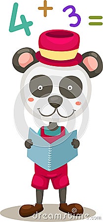 Panda reading a book Vector Illustration