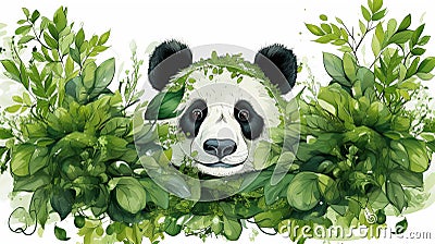 Panda's Haven: A Majestic Encounter in the Bamboo Forest Stock Photo