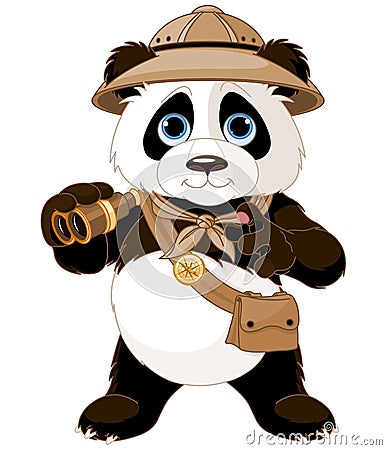 Panda Safari Explorer Vector Illustration