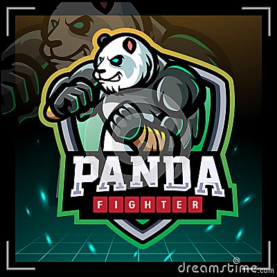 Panda samurai mascot. esport logo design Vector Illustration