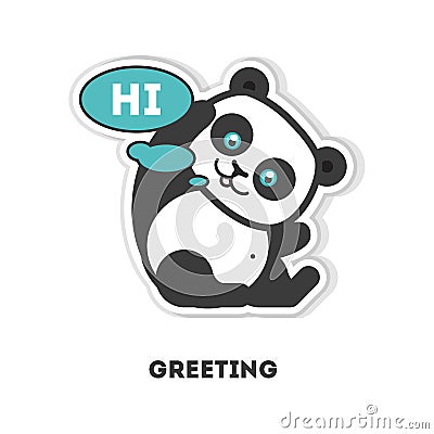 Panda says hi. Vector Illustration