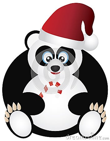 Panda Sitting With Santa Hat And Candy Cane Stock Images - Image: 27935774