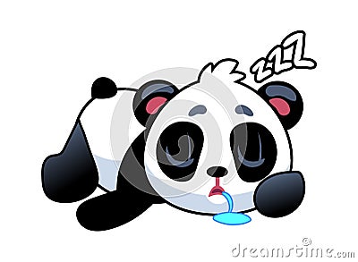 Panda sleeping. Cute asian adorable bear lying, china baby mascot, wildlife or zoo kawaii animal, simple icon or logo Vector Illustration
