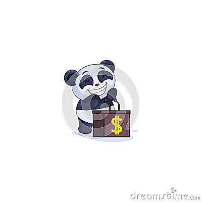 Panda sticker emoticon behind podium Vector Illustration