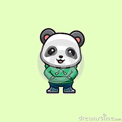 Panda Urban Cute Creative Kawaii Cartoon Mascot Logo Stock Photo