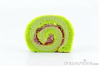 Pandan Cake Roll with berry Stock Photo