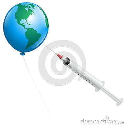 Pandemia Disease Vaccine Earth Balloon Vector Illustration