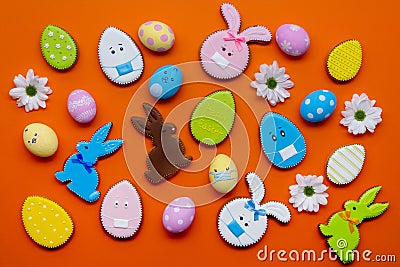 pandemic composition happy easter bunny egg flower Stock Photo