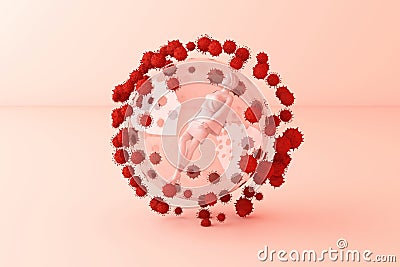 Pandemic corona virus conceptual colour people social distancing strategy with human model in sphere ball glass Stock Photo