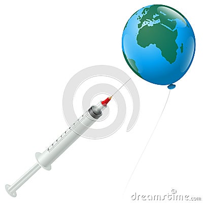 Pandemic Disease Vaccine Earth Balloon Africa Vector Illustration