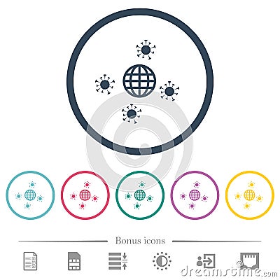 Pandemic flat color icons in round outlines Vector Illustration