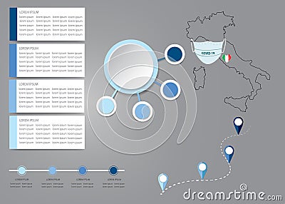 Pandemic infographic vector for Italy Vector Illustration