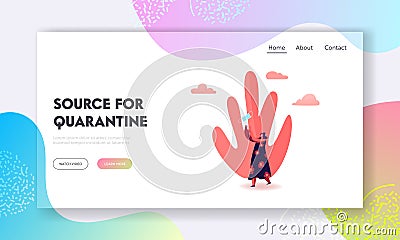 Pandemic and Quarantine Regime Home Isolation End Landing Page Template. Happiness. Happy Female Character Vector Illustration