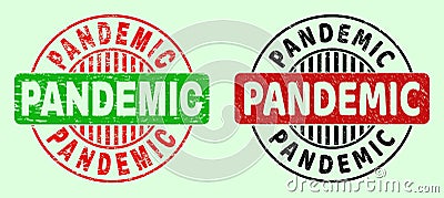 PANDEMIC Round Bicolour Stamp Seals - Unclean Style Vector Illustration
