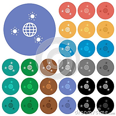 Pandemic round flat multi colored icons Vector Illustration