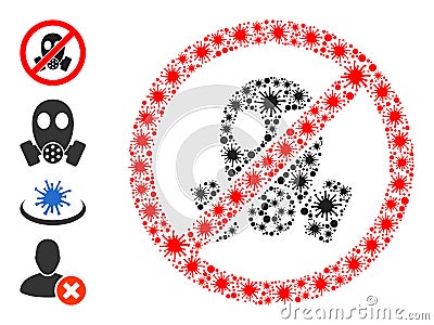 Pandemic Stop Gasmask Collage Icon and Bonus Icons Vector Illustration