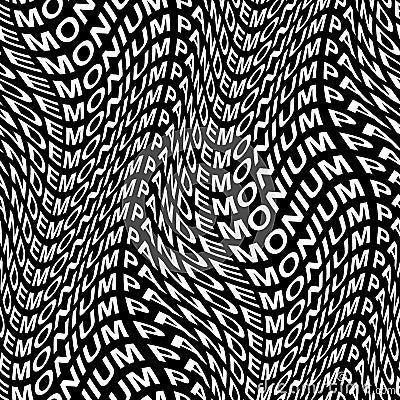 PANDEMONIUM word warped, distorted, repeated, and arranged into seamless pattern background Cartoon Illustration