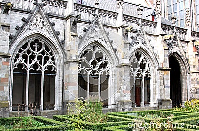 Pandhof garden of Dom Church, Utrecht, Holland Stock Photo