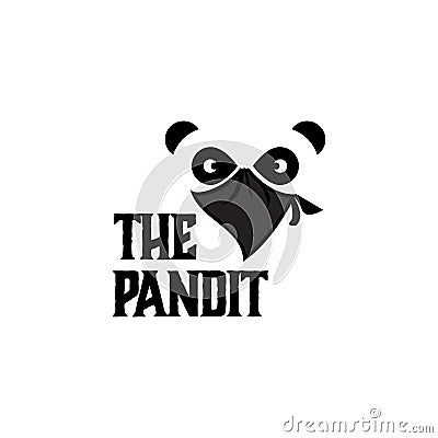 The pandit logo, vintage, retro, rustic bandit panda vector Vector Illustration