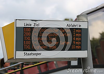 Berlin, Germany - August 19, 2017: panel with bus schedules and Editorial Stock Photo