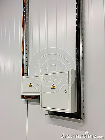 Panel equipment. Shield for enterprise automation. The concept is equipment for automating equipment at the enterprise Stock Photo