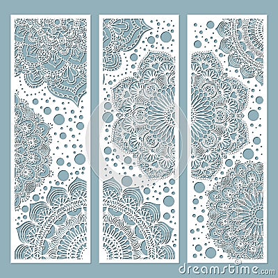 Panel for registration of the decorative surfaces. Abstract strips, mandala, panels. Vector illustration of a laser cutting. Vector Illustration