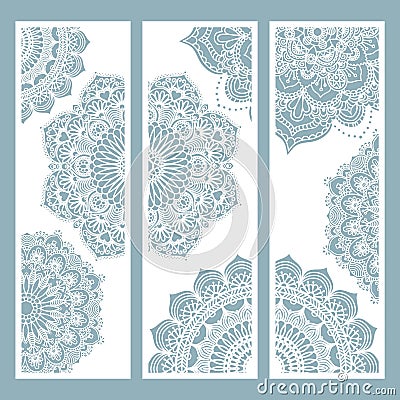 Panel for registration of the decorative surfaces. Abstract strips, mandala, panels. Vector illustration of a laser cutting. Vector Illustration