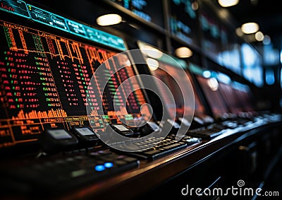 A panel showing hypothetical stock market data Stock Photo
