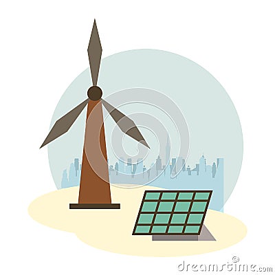 Panel solar and windmill alternative energy Vector Illustration