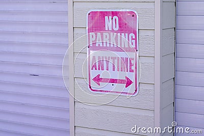 Panel vehicle no parking anytime sign text vehicle forbidden parked car Stock Photo