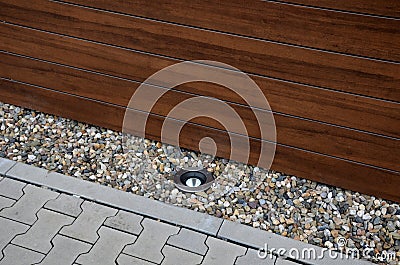 paneling of the building with boards replacement from plywood. pebble Stock Photo