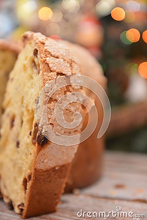 Panettone christmas traditional italian pie for celebration and party Stock Photo