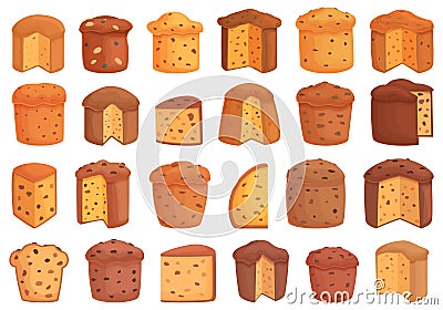 Panettone icons set cartoon . Bake bread Stock Photo