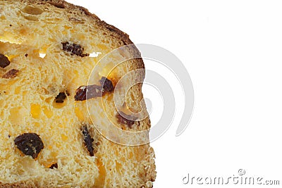Panettone slice macro and particulars Stock Photo