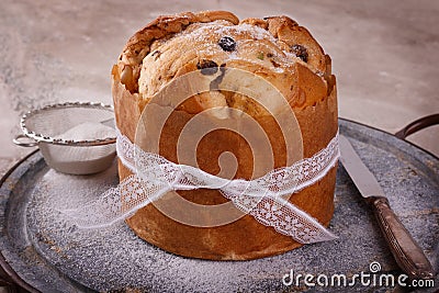 Panettone sweet bread loaf traditional for Christmas Stock Photo