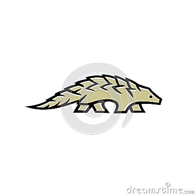 Pangolin Scaly Anteater Walking Side Mascot Vector Illustration